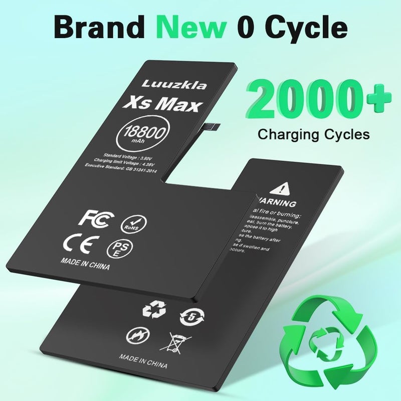 Luuzkla بطارية بسعة 18800mAh (ترقية جديدة 2025) متوافقة مع آيفون XS MAX، بطارية بديلة بسعة فائقة متوافقة مع آيفون XS MAX، مع مجموعة أدوات كاملة - 0 دورة سعة عالية - خدمة لمدة 24 شهرًا - Image 5